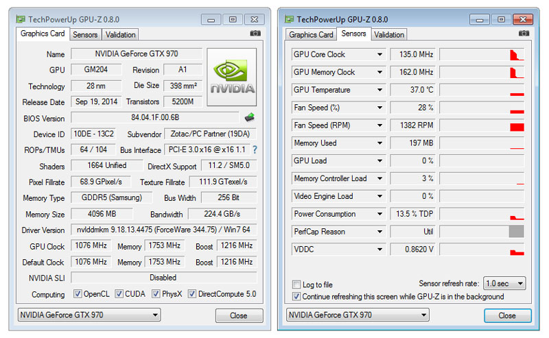 ZOTAC GTZ 970 GPU Z