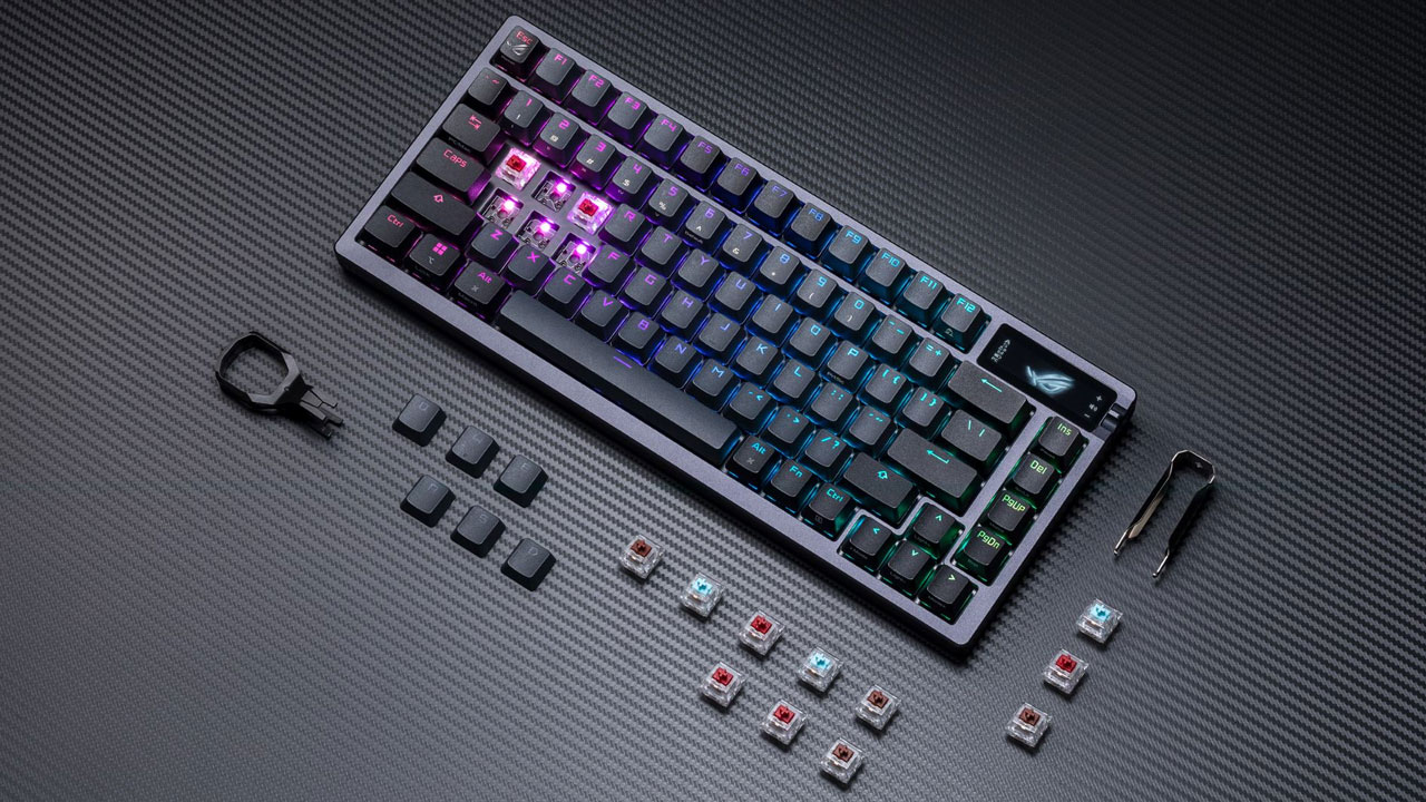 ASUS ROG Azoth 75% Wireless DIY Custom Gaming Keyboard, OLED Display,  Three-Laye