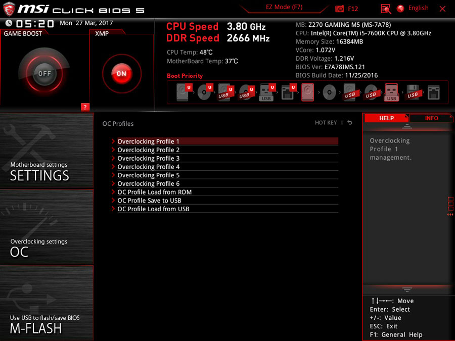 MSI Z270 Gaming M5 BIOS 5