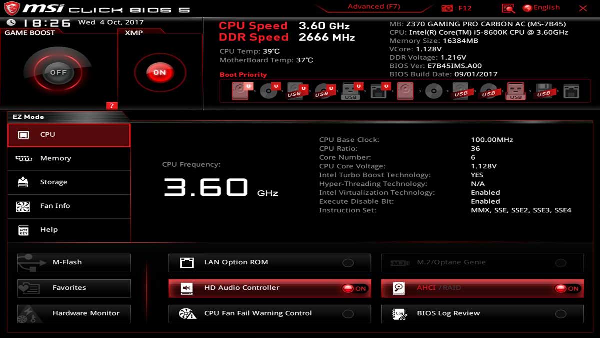 MSI Z370 Gaming Pro Carbon BIOS 2